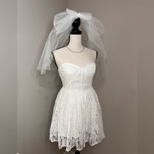 12th Tribe Giuliana White Lace Romper, White, XS